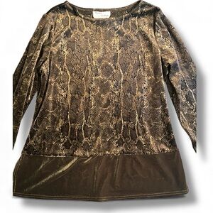Vtg 90s Snake Print velvet Women's Top y2k